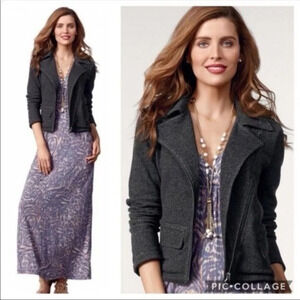 CAbi Indie Moto Cotton Knit Zip Jacket